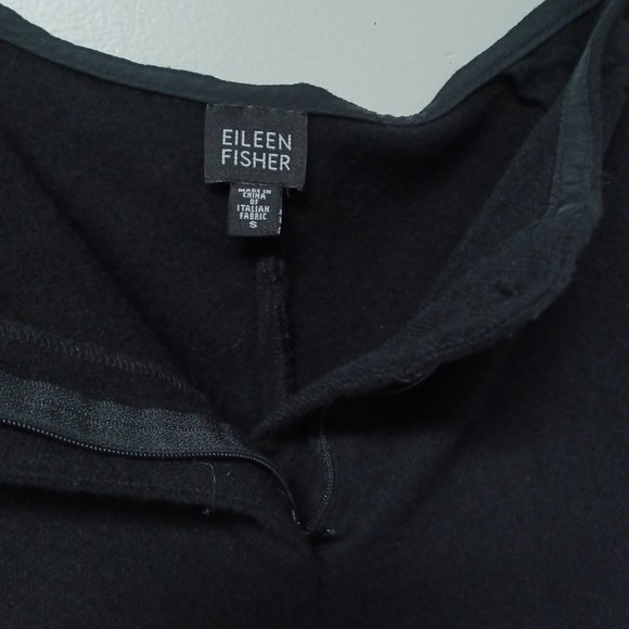 Eileen Fisher Wool Blend Front Zip Pants, Black, Size S - Picture 4 of 8